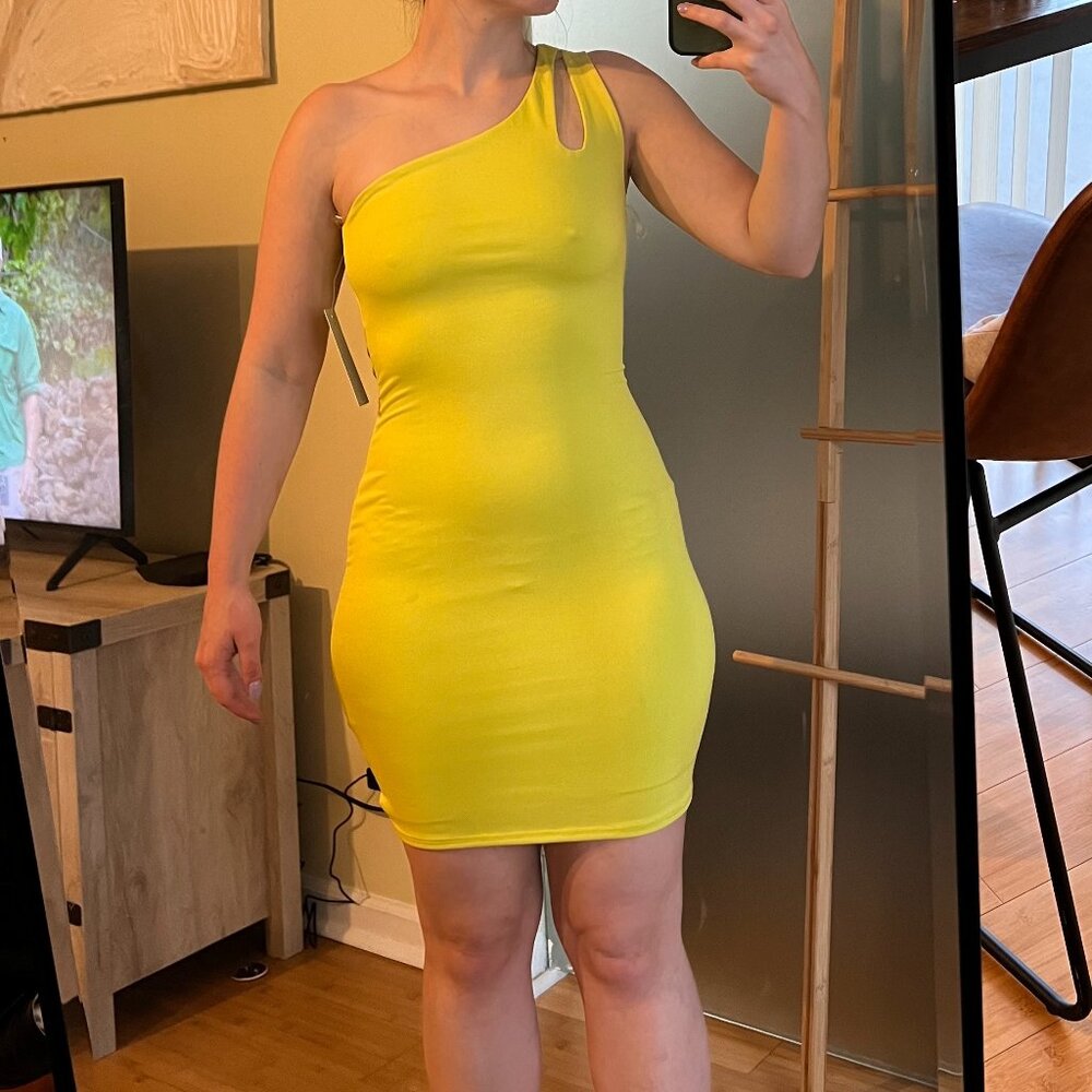 Green One Shoulder Dress